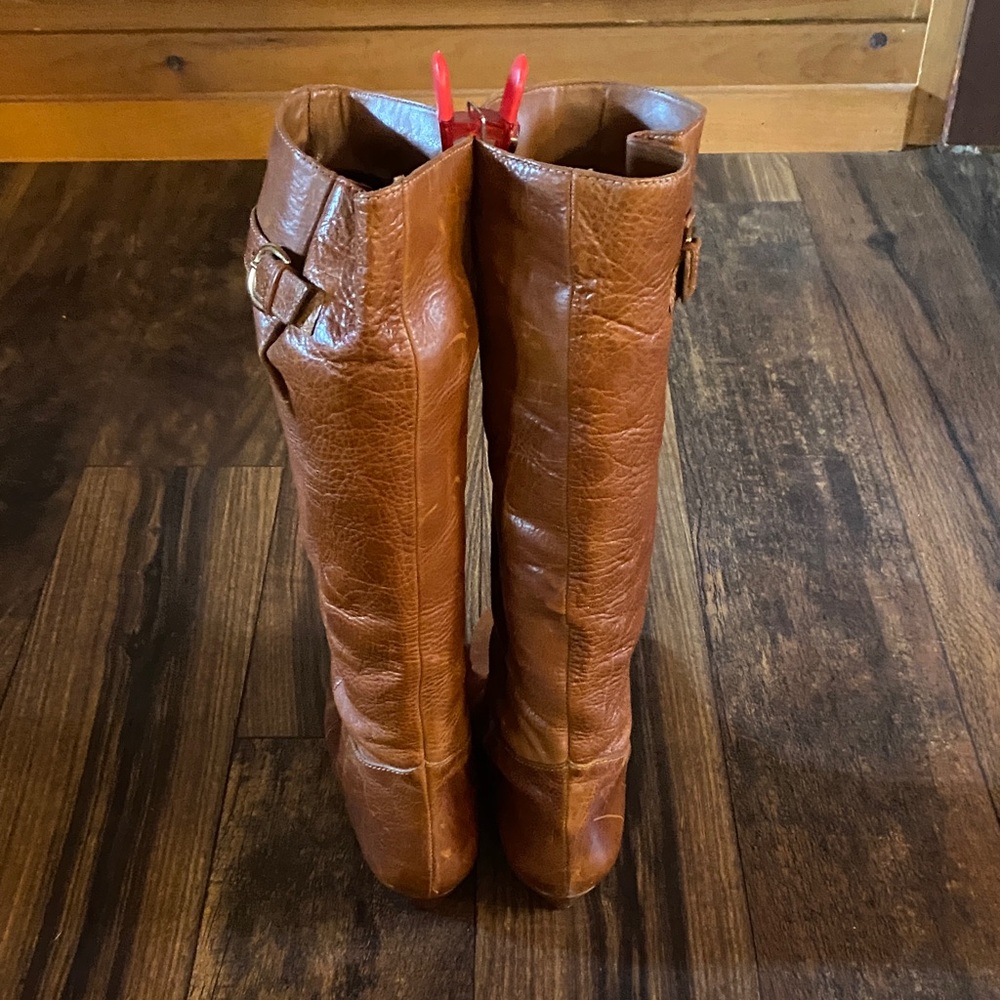 Tan Leather Knee-High Boots - Picture 4 of 6